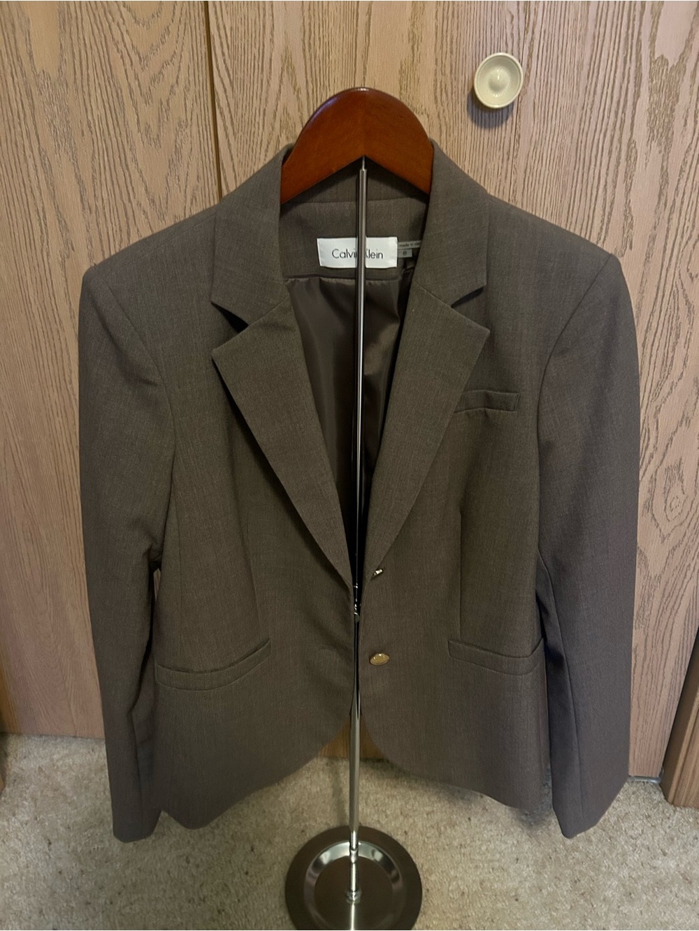 Calvin Klein Brown Women's Blazer with Gold Buttons